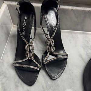 ALDO Black Rhinestone Embellished Heels